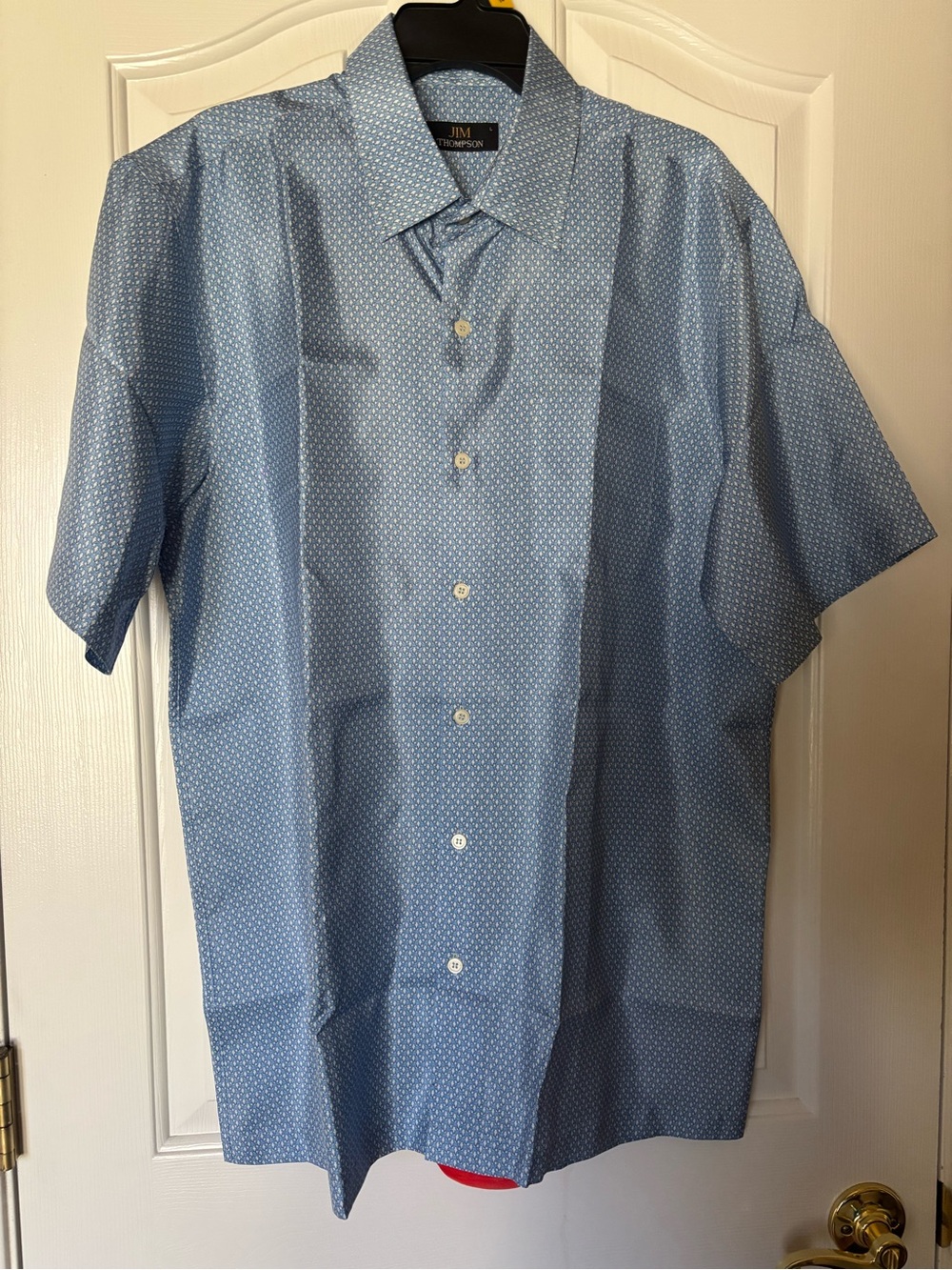 NWT Jim Thompson 100% Thai Silk Men's Short Sleeve Shirt - Size L